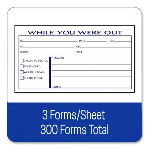 Image of Adams® SC8603D While You Were Out Messages Book, Two-Part Carbonless, 5 x 2.83, 3 Forms/Sheet, 300 Forms Total