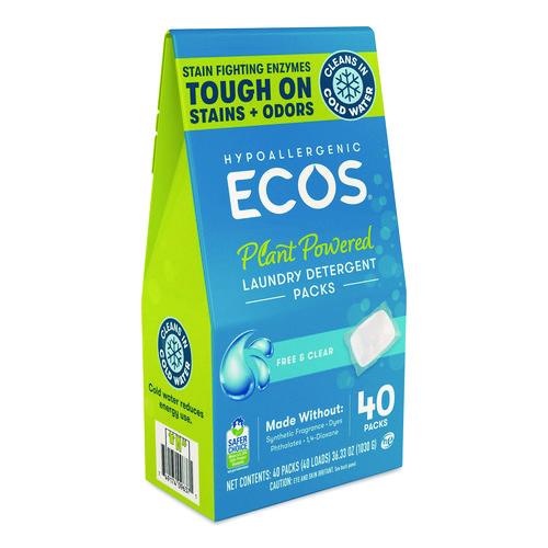 Image of ECOS® 963706 Laundry Detergent Packs, Free and Clear, 40/Pack