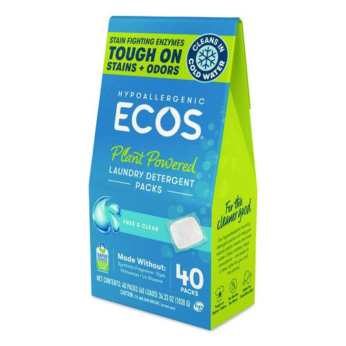 Image of ECOS® 963706 Laundry Detergent Packs, Free and Clear, 40/Pack