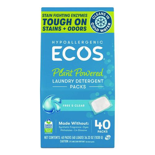 Image of ECOS® 963706 Laundry Detergent Packs, Free and Clear, 40/Pack