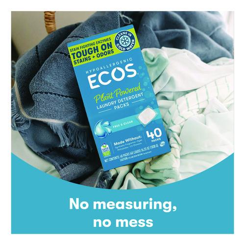 Image of ECOS® 963706 Laundry Detergent Packs, Free and Clear, 40/Pack