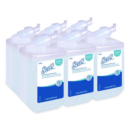 Image of Scott® 35362 Moisturizing Hand and Body Lotion, 1 L Bottle, Fresh Scent, 6/Carton