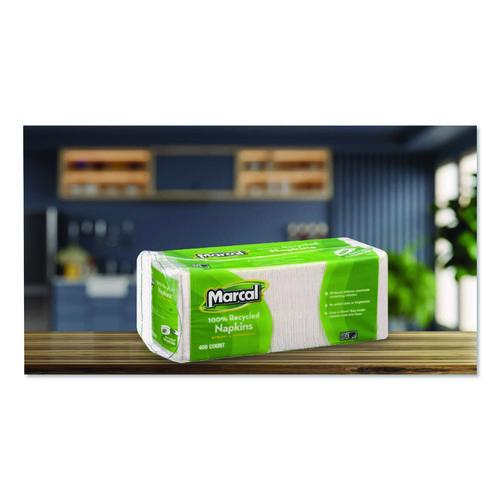 Image of Marcal® 6506 100% Recycled Luncheon Napkins, 1-Ply, 11.4 x 12.5, White, 400/Pack