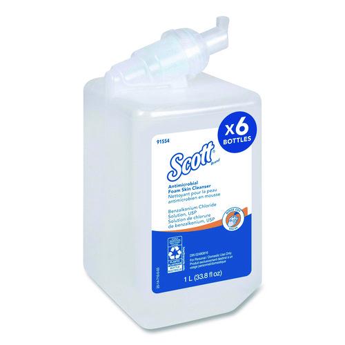 Image of Scott® 91554 Antimicrobial Foam Skin Cleanser Refill, Fresh Scent, 1 L, 6/Carton