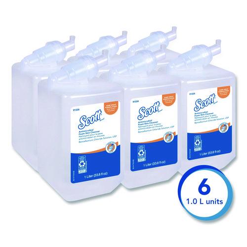 Image of Scott® 91554 Antimicrobial Foam Skin Cleanser Refill, Fresh Scent, 1 L, 6/Carton