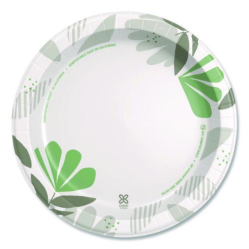Image of Dixie® SXP10PATH Pathways Soak Proof Shield Heavyweight Paper Plates, 10.13" Dia, Green/burgundy, 125/pack