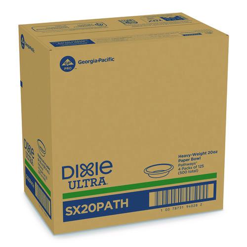 Image of Dixie® SX20PATH Pathways Heavyweight Paper Bowls, 20 Oz, White/green/burgundy, 125/pack