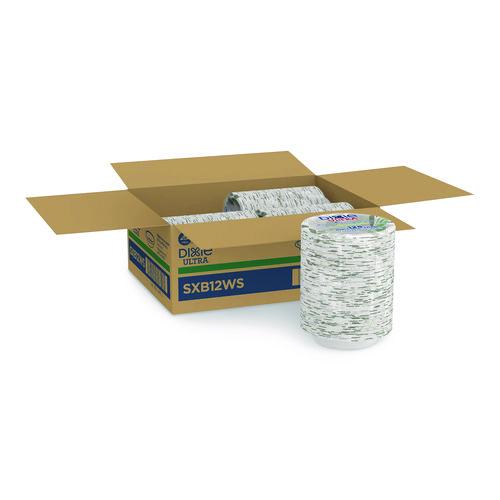 Image of Dixie® SXB12WS Pathways with Soak Proof Shield Heavyweight Paper Bowls, WiseSize, 12 oz, Green/Burgundy, 125/Pack, 4 Packs/Carton