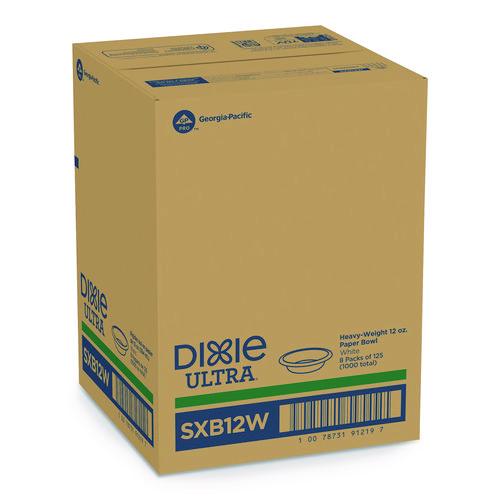 Image of Dixie® SXB12WS Pathways with Soak Proof Shield Heavyweight Paper Bowls, WiseSize, 12 oz, Green/Burgundy, 125/Pack, 4 Packs/Carton