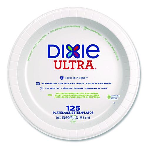 Image of Dixie® Ultra® DIX SXP10W Heavy-Weight Paper Plates, 10" dia, White, 125/Pack, 4 Packs/Carton
