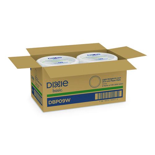 Image of Dixie® DBP09W Paper Dinnerware, Plate, 8.5" dia, White, 125/Pack