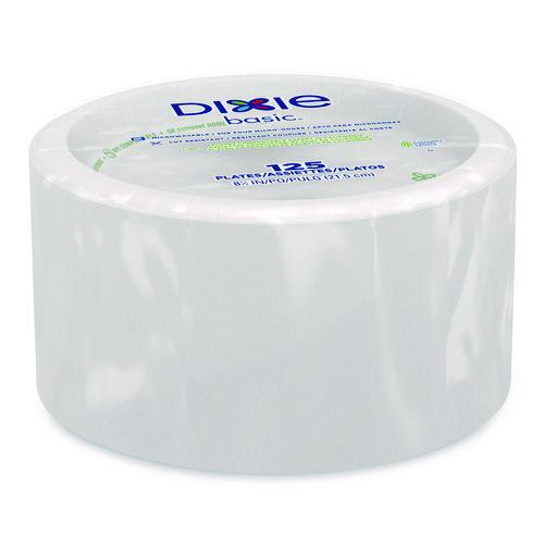 Image of Dixie® DBP09W Paper Dinnerware, Plate, 8.5" dia, White, 125/Pack, 4/Carton