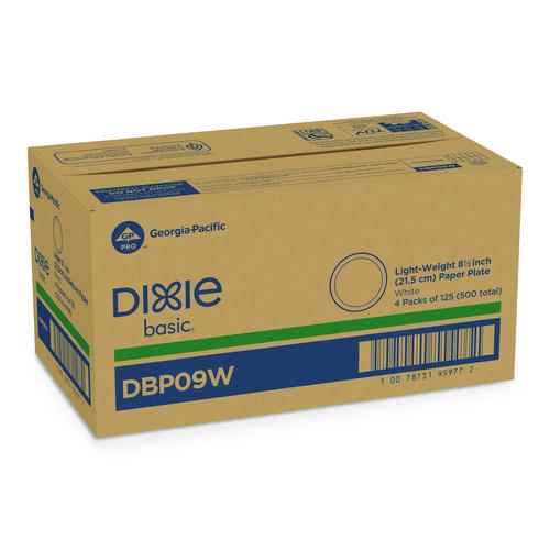 Image of Dixie® DBP09W Paper Dinnerware, Plate, 8.5" dia, White, 125/Pack, 4/Carton