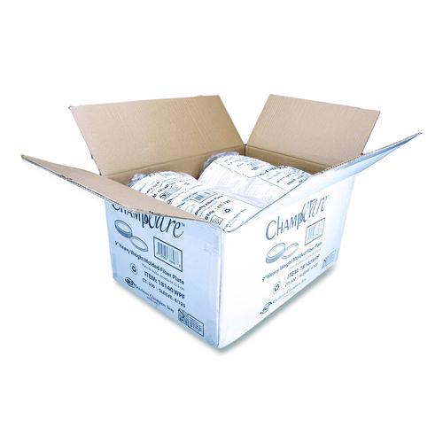 Image of SCT® 18140WPF ChampWare Molded Fiber Tableware, Molded Fiber Plate, 9" dia, White, 125 Plates/Sleeve, 4 Sleeves/Carton