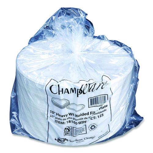 Image of SCT® 18160WPF ChampWare Molded Fiber Tableware, Molded Fiber Plate, 10" dia, White, 125 Plates/Sleeve, 4 Sleeves/Carton
