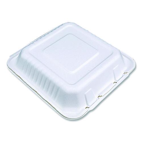 Image of SCT® 18935WPF ChampWare Molded-Fiber Clamshell Containers, 9 x 9 x 3, White, 100/Sleeve, 2 Sleeves/Carton