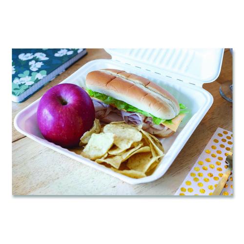Image of SCT® 18935WPF ChampWare Molded-Fiber Clamshell Containers, 9 x 9 x 3, White, 100/Sleeve, 2 Sleeves/Carton