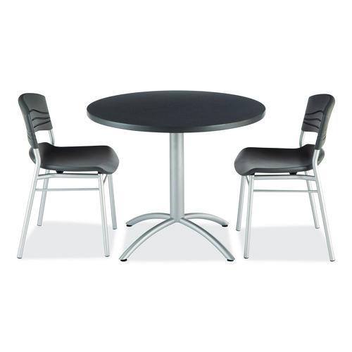 Image of Iceberg CafeWorks Table, Cafe-Height, Round, 36" x 30", Graphite Granite Top, Silver Base