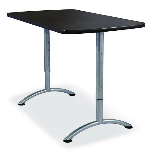 Image of Iceberg ARC Adjustable-Height Table, Rectangular, 60" x 30" x 30" to 42", Graphite/Silver