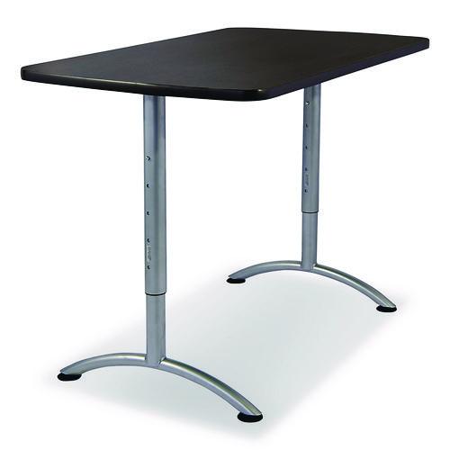 Image of Iceberg ARC Adjustable-Height Table, Rectangular, 60" x 30" x 30" to 42", Graphite/Silver