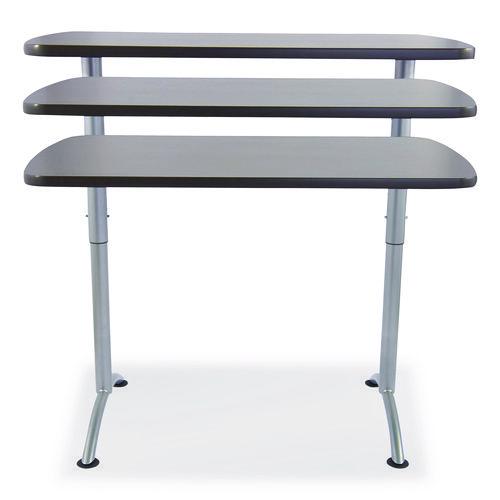 Image of Iceberg ARC Adjustable-Height Table, Rectangular, 60" x 30" x 30" to 42", Graphite/Silver