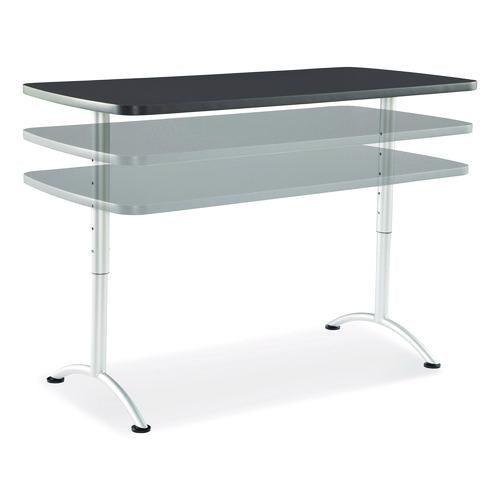 Image of Iceberg ARC Adjustable-Height Table, Rectangular, 60" x 30" x 30" to 42", Graphite/Silver