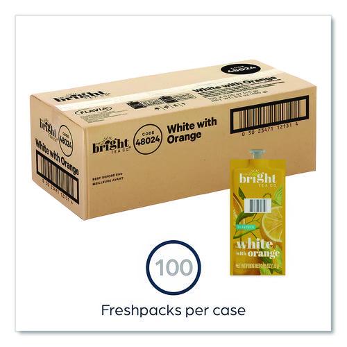 Image of The Bright Tea Co. MDRB504 Tea Freshpack Pods, White With Orange, 0.05 Oz, 100/carton