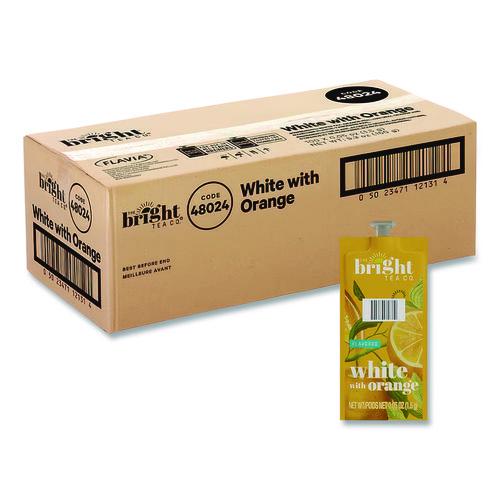 Image of The Bright Tea Co. MDRB504 Tea Freshpack Pods, White With Orange, 0.05 Oz, 100/carton