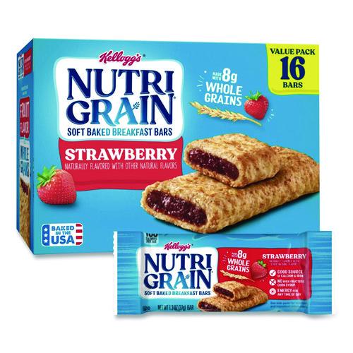 Image of Kellogg's® 511386 Nutri-Grain Soft Baked Breakfast Bars, Strawberry, Indv Wrapped 1.3 Oz Bar, 16/box