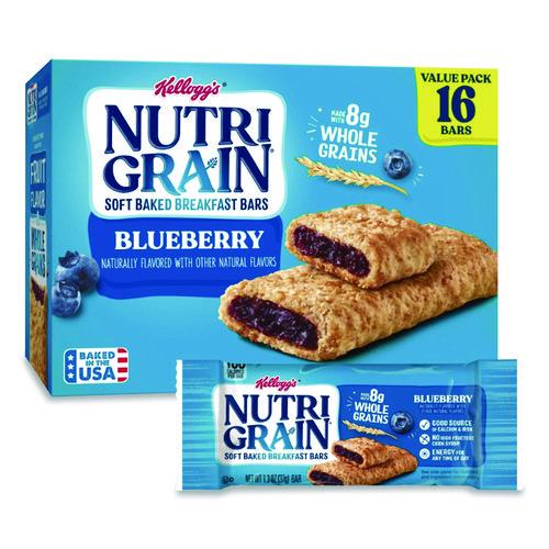 Image of Kellogg's® 511372 Nutri-Grain Soft Baked Breakfast Bars, Blueberry, Indv Wrapped 1.3 Oz Bar, 16/box