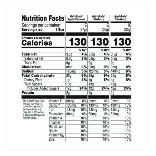 Image of Kellogg's® KEE05872 Nutri-Grain Soft Baked Breakfast Bars, Asstd: Apple, Blueberry, Strawberry, 1.3 Oz Bar, 48/carton