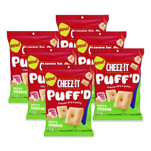 Image of Cheez-It® KEE00024 Puff'd Crackers, White Cheddar, 3 oz Bag, 6/Carton