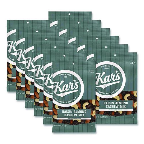 Image of Kar's Nuts Fresh Harvest Trail Mix, Raisin Almond Cashew, 4.5 Oz Bag, 12/box