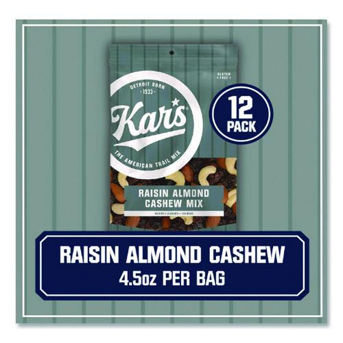 Image of Kar's Nuts Fresh Harvest Trail Mix, Raisin Almond Cashew, 4.5 Oz Bag, 12/box