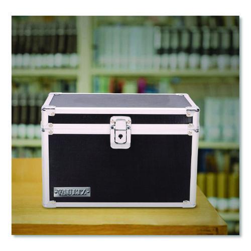 Image of Vaultz® VZ01280 Locking Index Card File, Holds 550 5 X 8 Cards, 8.75 X 5.5 X 5.75, Black
