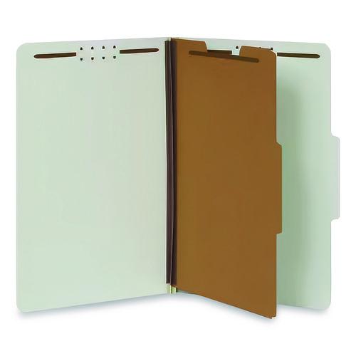 Image of Pendaflex® 17175EE Four-Section Pressboard Classification Folders, Expands 2", 1 Divider, 4 Embedded Fasteners, Legal Size, Light Green, 10/Box