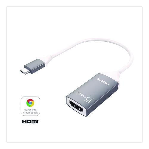 Image of j5create® JCA153US USB-C to HDMI Adapter, 5.71", Silver/White