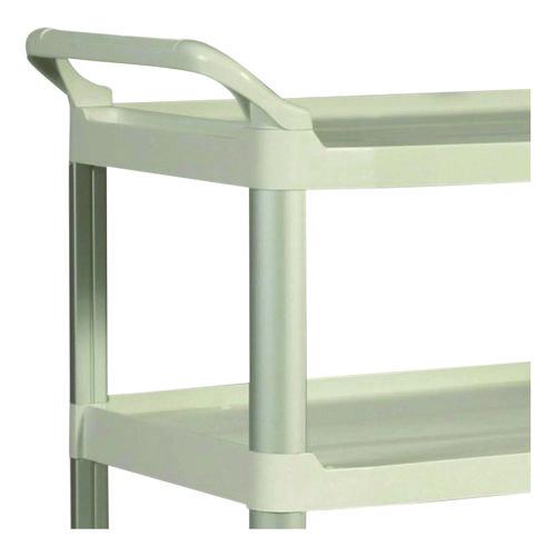 Image of Rubbermaid® Commercial FG409100OWHT Xtra Utility Cart with Open Sides, Plastic, 3 Shelves, 300 lb Capacity, 40.63" x 20" x 37.81", Off-White