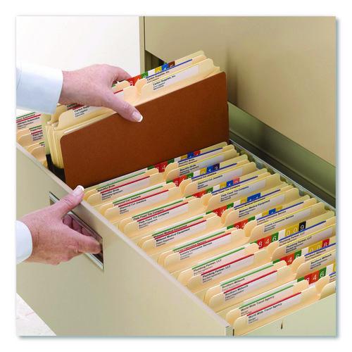 Image of Smead Redrope Drop-Front File Pockets with Fully Lined Gussets, 5.25" Expansion, Letter Size, Redrope, 10/Box