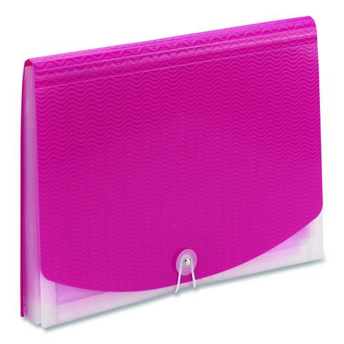 Image of Smead 70864 Poly Expanding Folders, 12 Sections, Cord/Hook Closure, 1/6-Cut Tabs, Letter Size, Pink/Clear