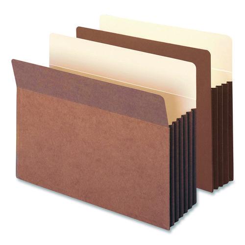 Image of Smead Redrope Drop-Front File Pockets with Fully Lined Gussets, 5.25" Expansion, Letter Size, Redrope, 10/Box