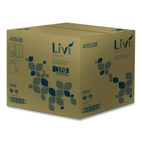 Image of Livi® VPG Select 41508 Kitchen Roll Towel, 2-Ply, 5 x 11, White, 170 Sheets/Roll, 24 Rolls/Carton