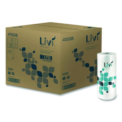Image of Livi® VPG Select 41508 Kitchen Roll Towel, 2-Ply, 5 x 11, White, 170 Sheets/Roll, 24 Rolls/Carton
