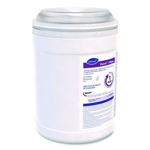 Image of Diversey 100850923 Oxivir 1 Wipes, 1-Ply, 6 x 7, 160/Canister, 12 Canisters/Carton