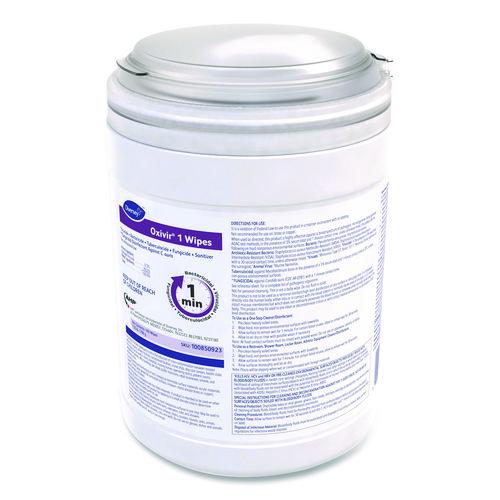 Image of Diversey 100850923 Oxivir 1 Wipes, 1-Ply, 6 x 7, 160/Canister, 12 Canisters/Carton
