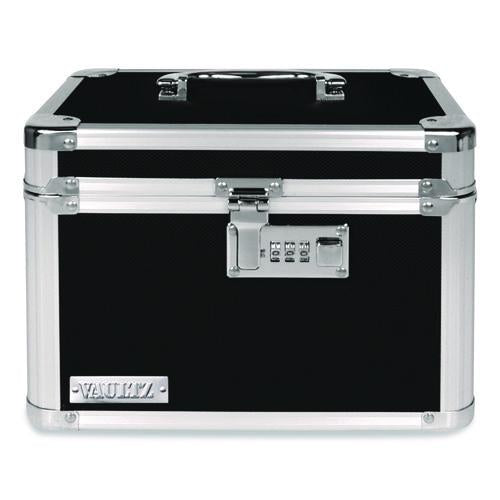 Image of VaultzÂ® Latching Lid Locking Personal Security Box, Combination Lock, 10 X 7.5 X 7.75, Plastic; Steel; Aluminum, Black