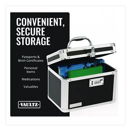 Image of VaultzÂ® Latching Lid Locking Personal Security Box, Combination Lock, 10 X 7.5 X 7.75, Plastic; Steel; Aluminum, Black