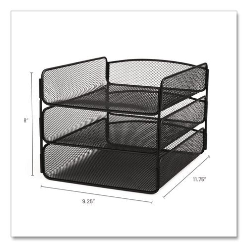 Image of Safco® 3271BL Onyx Desk Tray, 3 Sections, Letter Size Files, 9.25" X 11.75" X 8", Black