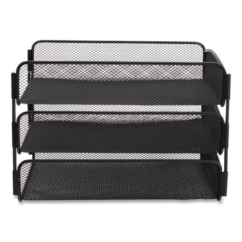 Image of Safco® 3271BL Onyx Desk Tray, 3 Sections, Letter Size Files, 9.25" X 11.75" X 8", Black