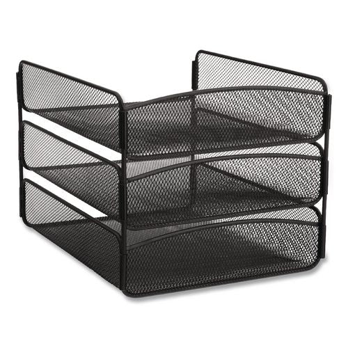 Image of Safco® 3271BL Onyx Desk Tray, 3 Sections, Letter Size Files, 9.25" X 11.75" X 8", Black